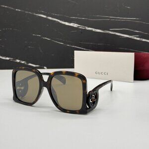 NEW GG1326S 007 GUCCI SUNGLASSES OVERSIZED DARK HAVANA WOMEN EYEWEAR GUCCI